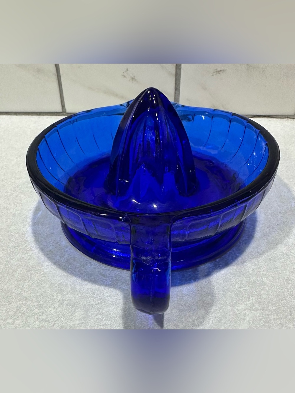 Vintage Depression Blue Cobalt Glass Juice Reamer
